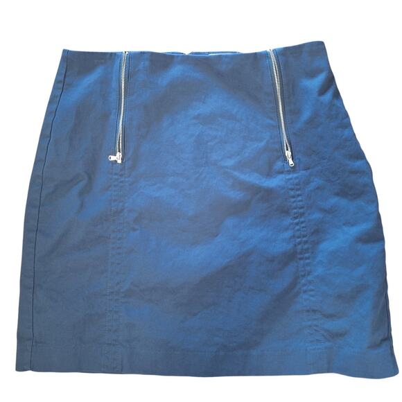 Loft Womens Mini Skirt Field Gear Zipper A Line Slate Trendy Preppy Chic Size 10 - Picture 1 of 7